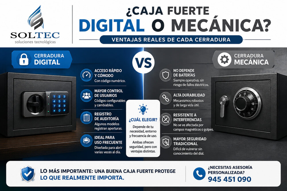 ¿Caja fuerte digital o mecánica? : Ventajas reales de cada cerradura